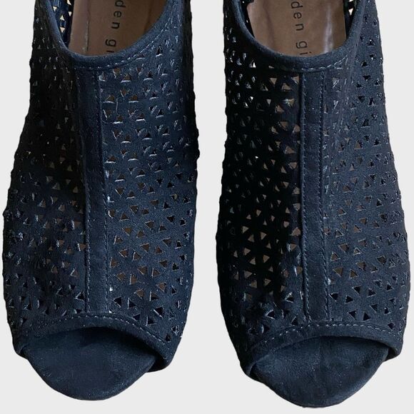 Madden Girl High Heel Ankle Booties Size 9 Black Perforated Open Toe Zipper - Picture 6 of 15